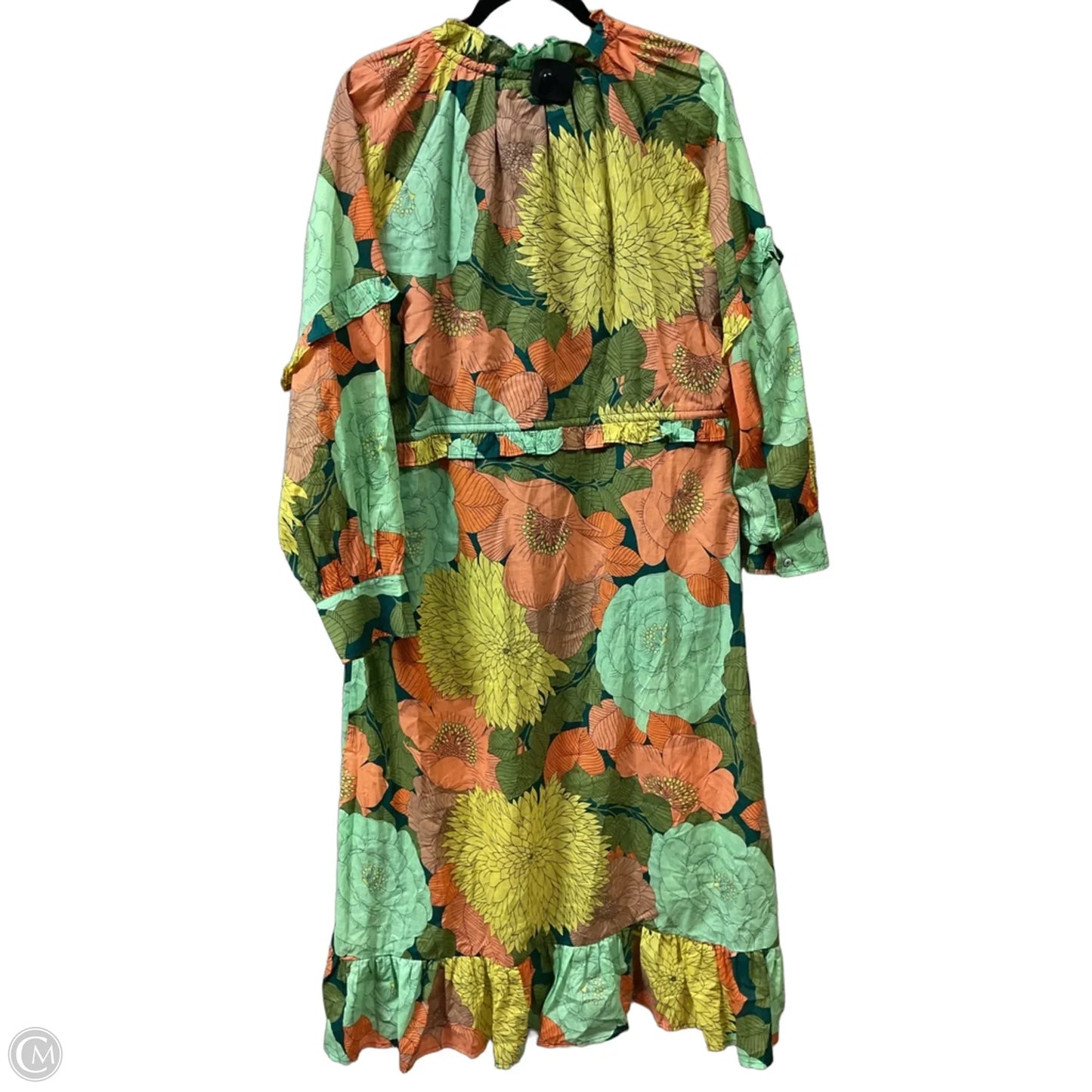 Dress Casual Maxi By Farm Rio In Green & Orange, Size: L