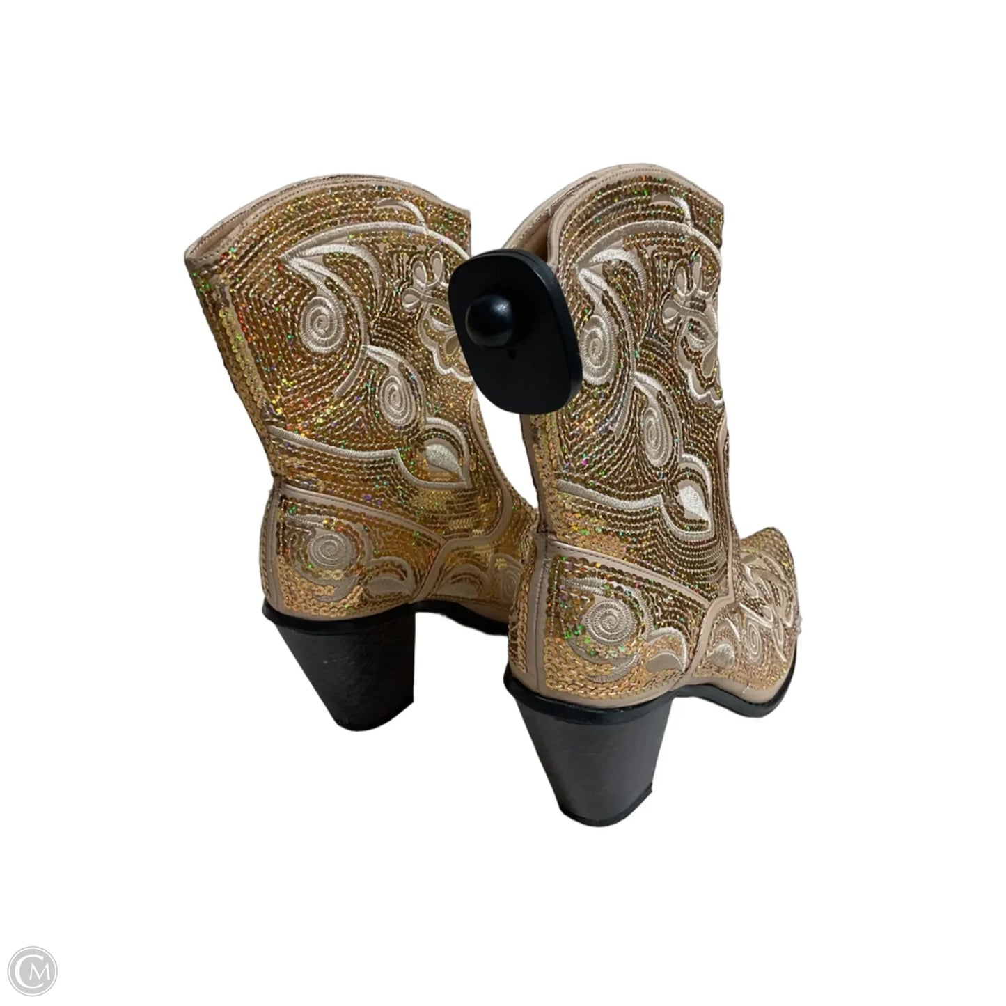 Boots Mid-calf Heels By Cmc In Gold, Size: 7