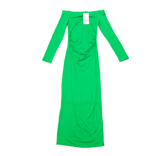 Green Dress Casual Maxi Zara, Size M