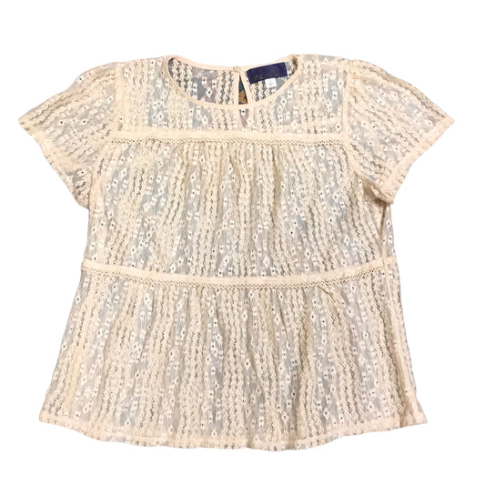 Cream Top Short Sleeve Blue Rain, Size L