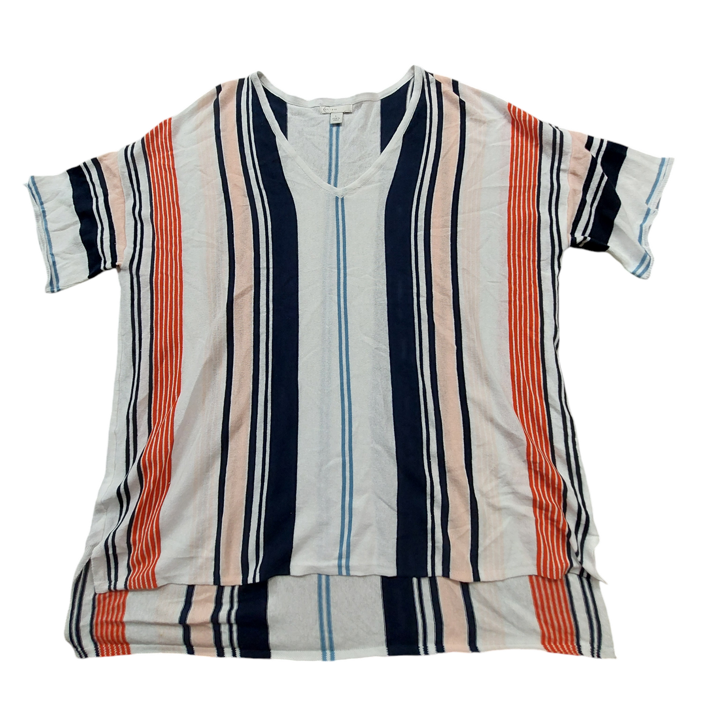 Striped Pattern Top Short Sleeve Cato, Size L