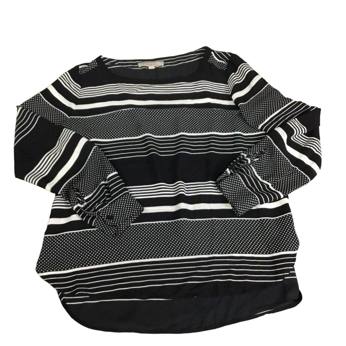 Top Long Sleeve By Loft In Black White, Size: M