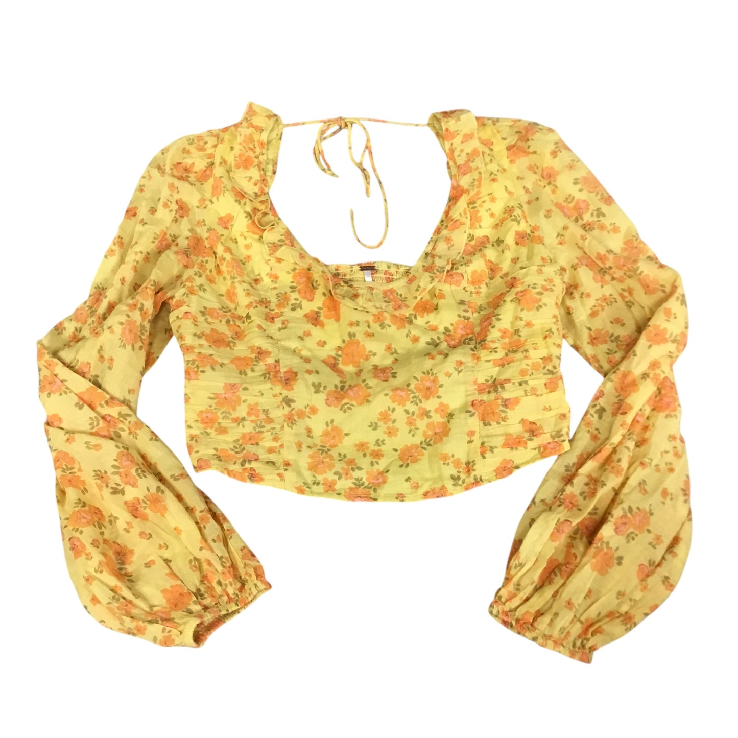 Top Long Sleeve By Free People In Orange & Yellow, Size: L