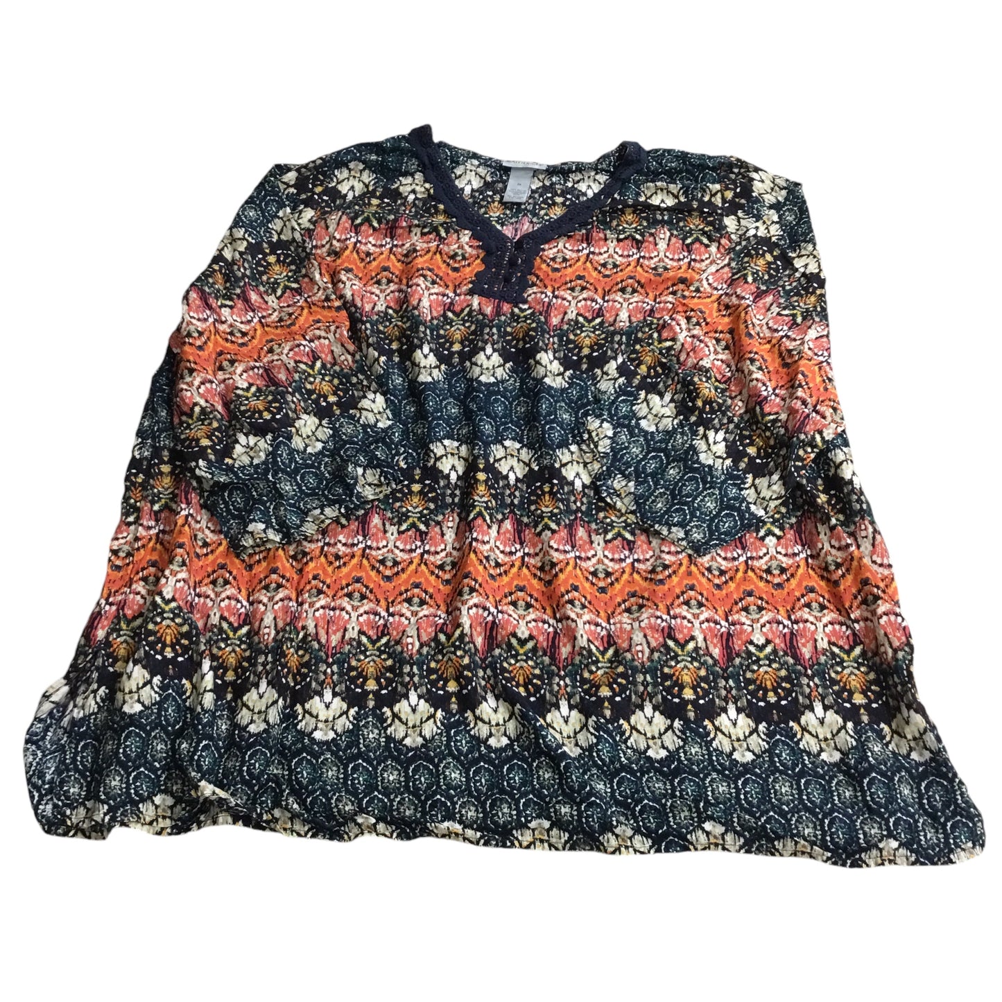 Top Long Sleeve By Catherines In Blue & Orange, Size: 3x