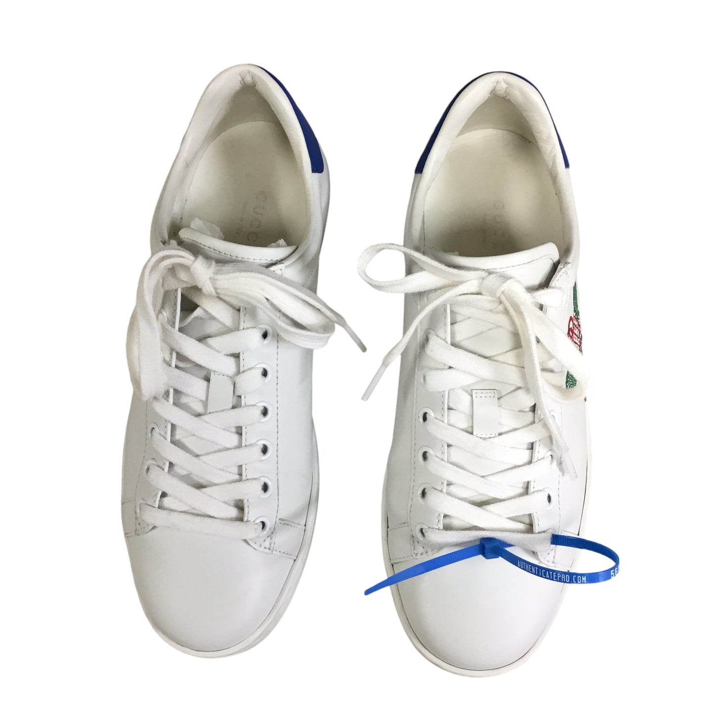 Shoes Luxury Designer By Gucci In Blue & White, Size: 7