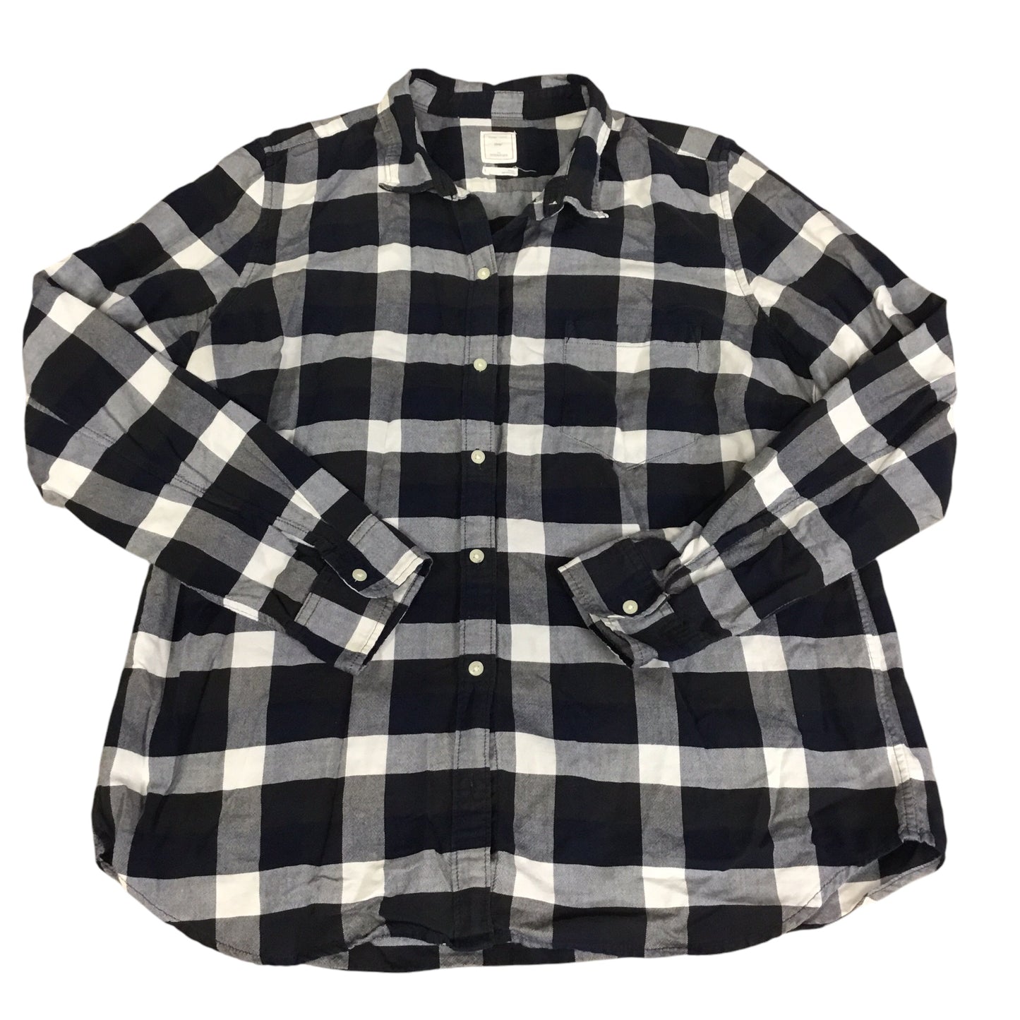 Top Long Sleeve By Gap In Plaid Pattern, Size: L