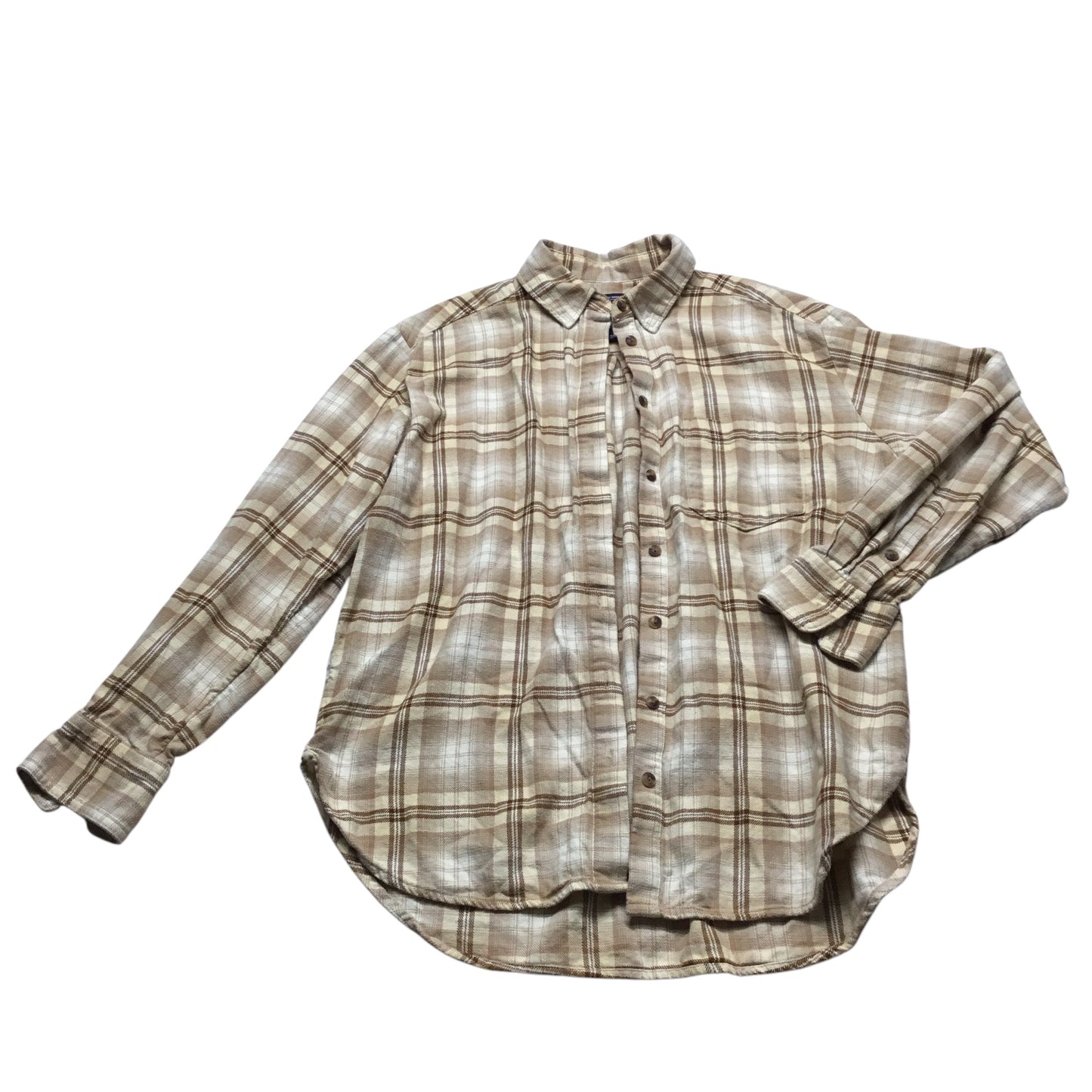 Top Long Sleeve By Gap In Plaid Pattern, Size: Xs