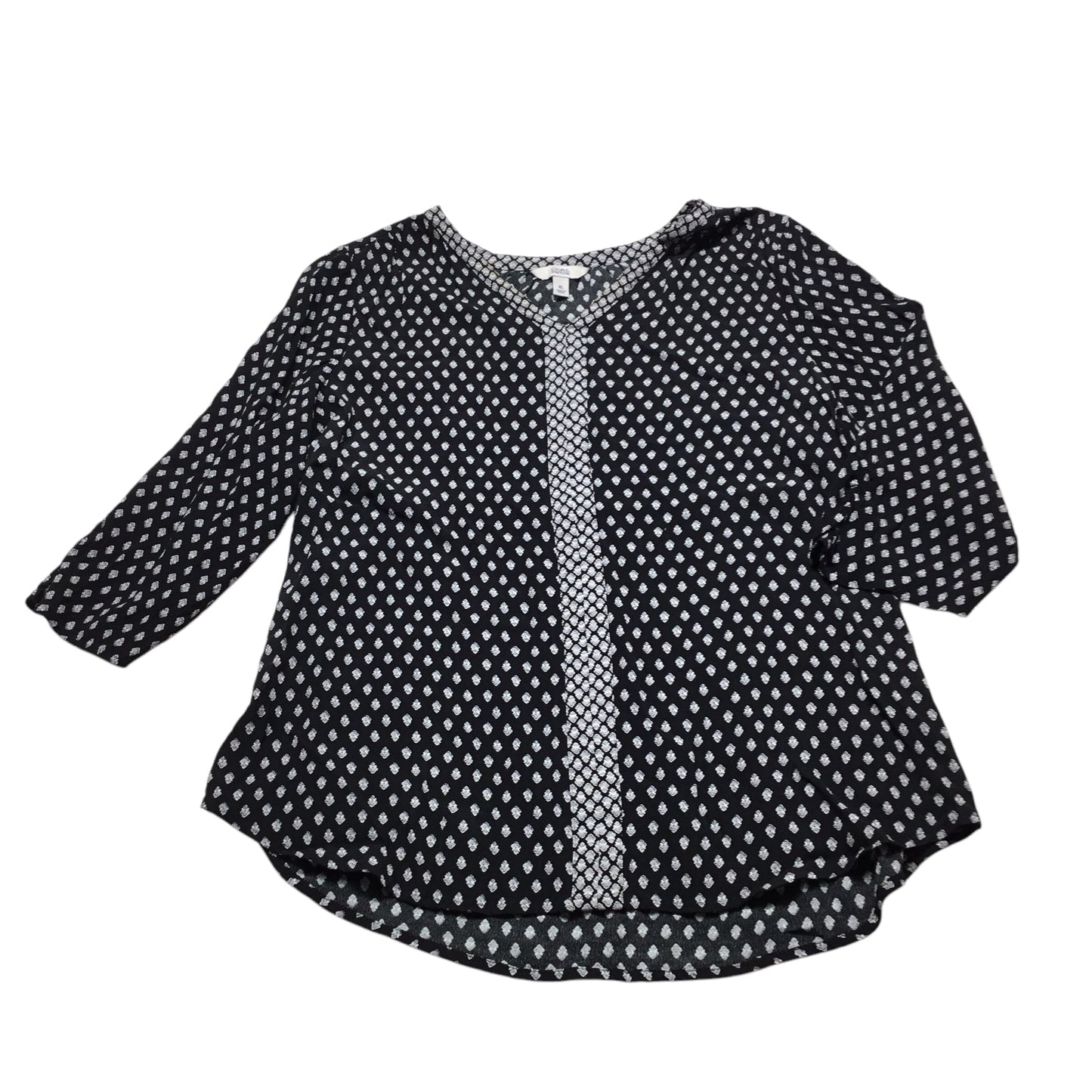 Top Long Sleeve By Croft And Barrow In Black & White, Size: Xl