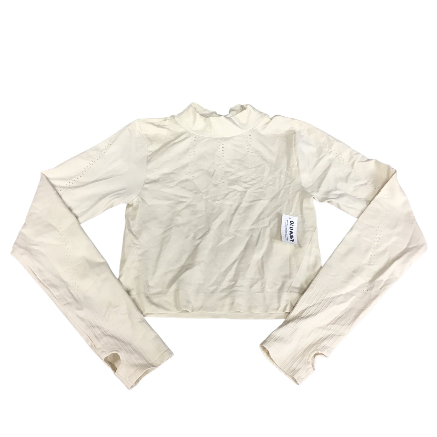 Athletic Top Long Sleeve Crewneck By Old Navy In Cream, Size: M