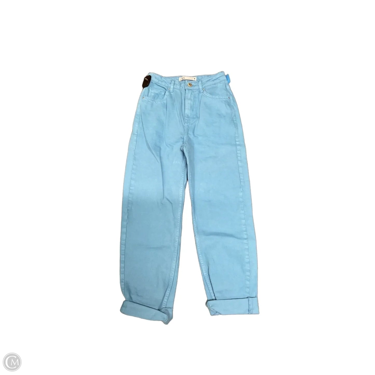 Jeans Cropped By Zara In Blue Denim, Size: 0