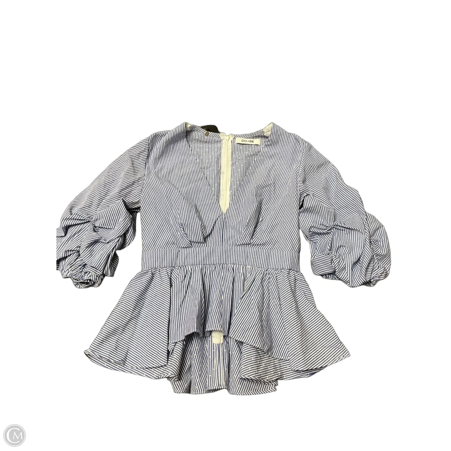 Blouse Short Sleeve By Do + Be In Blue & White, Size: M