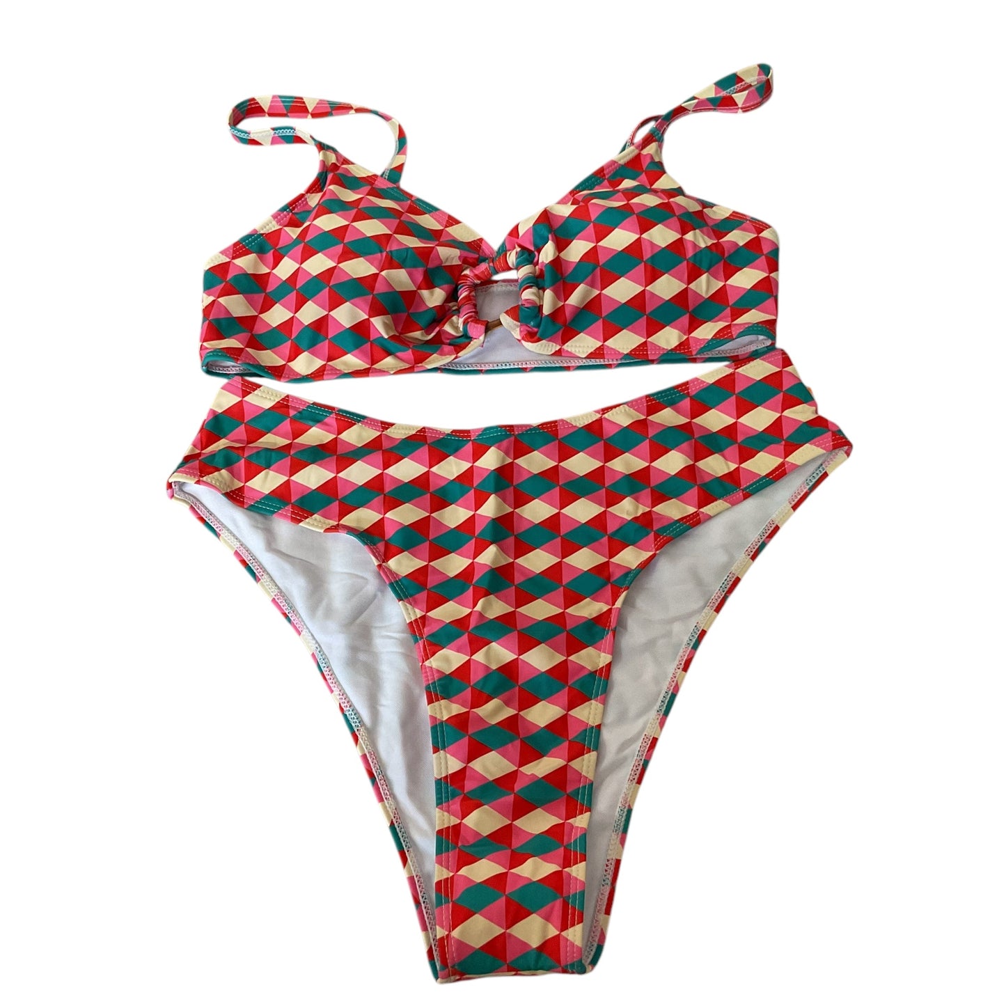 Swimsuit 2pc By Shein In Green & Red, Size: 1x