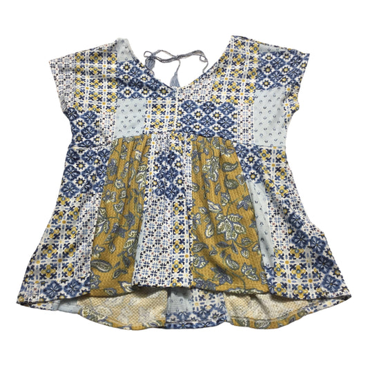 Blue & Yellow Top Short Sleeve Cato, Size L