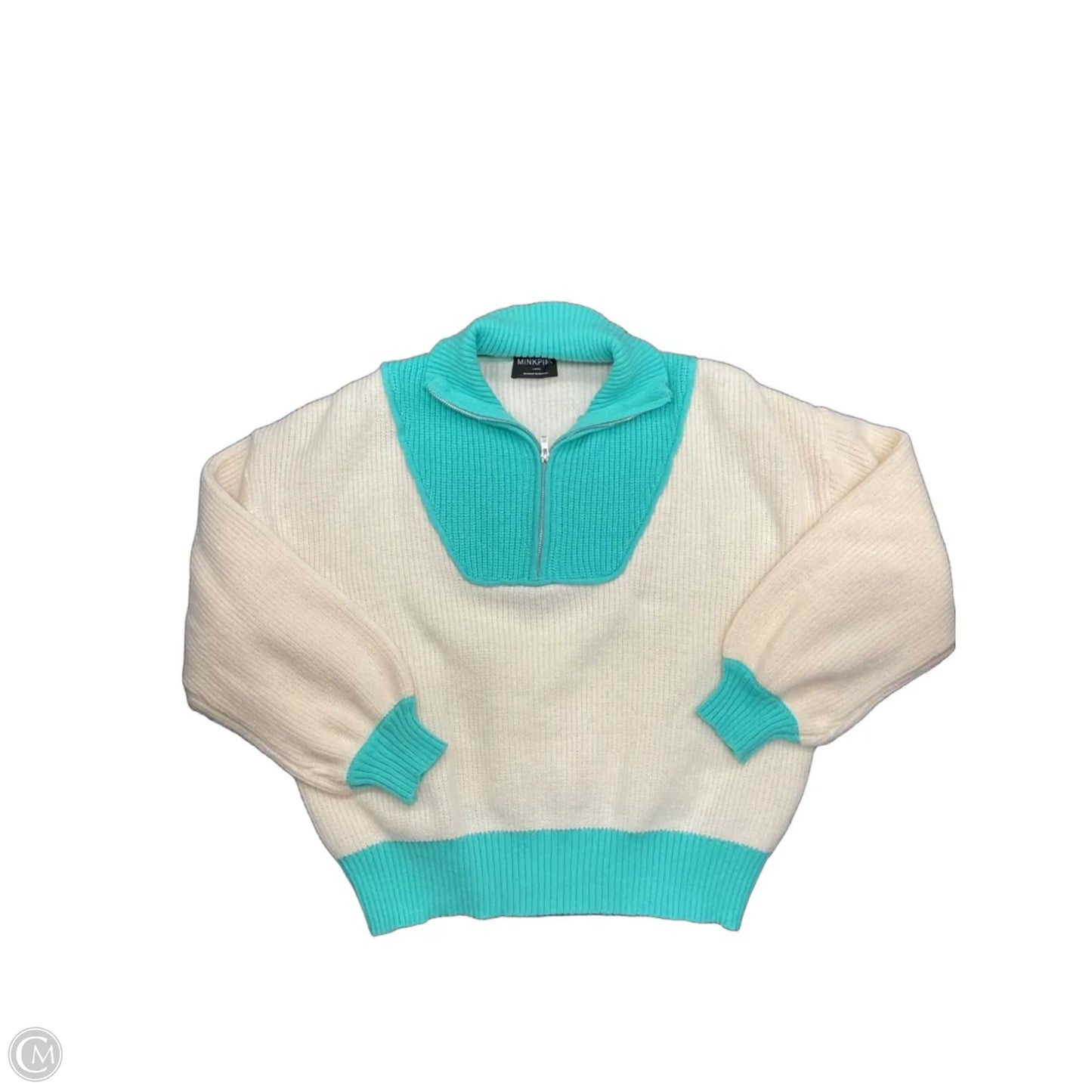 Sweater By Minkpink In Cream & Green, Size: L