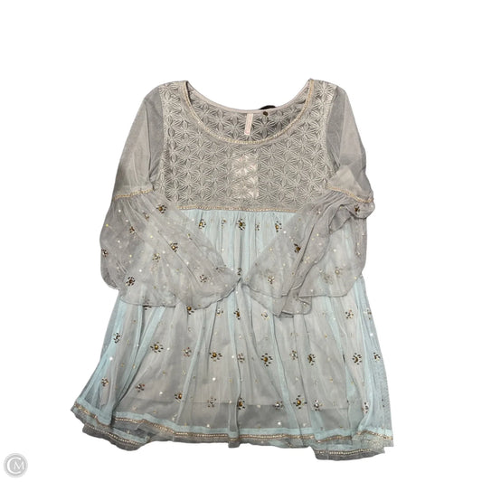 Blouse Long Sleeve By Free People In Blue & Grey, Size: Xs