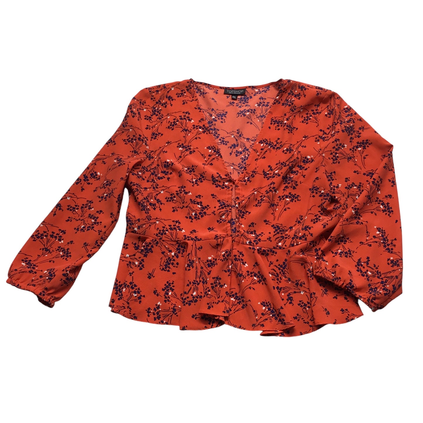 Top Long Sleeve By Top Shop In Red, Size: L