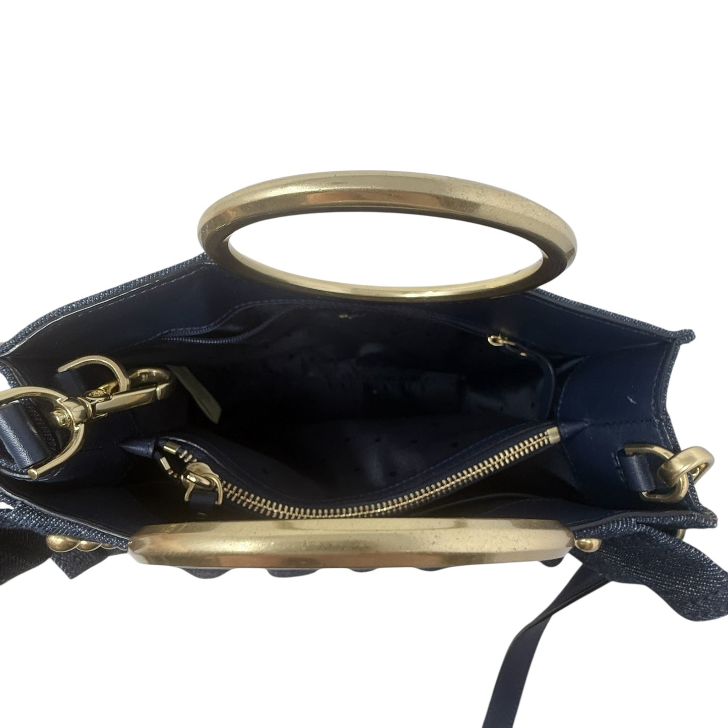 White Rock Road Denim Sam Satchel Designer By Kate Spade, Size: Small