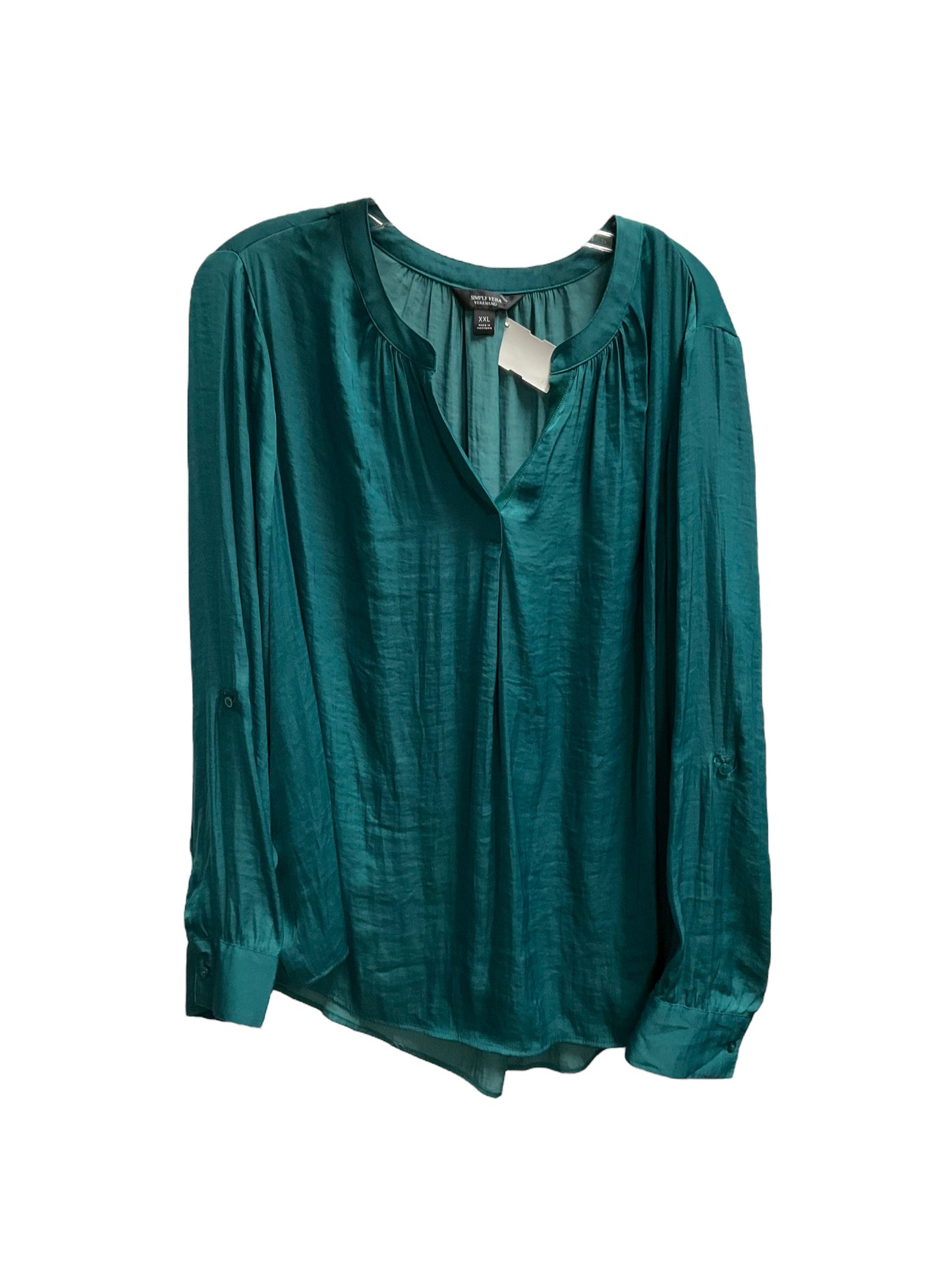 Green Top Long Sleeve Simply Vera, Size Xxl