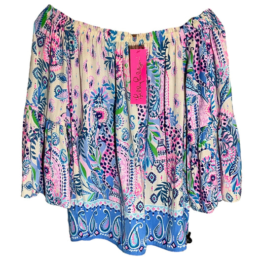 Top Long Sleeve By Lilly Pulitzer In Blue & Pink, Size: S