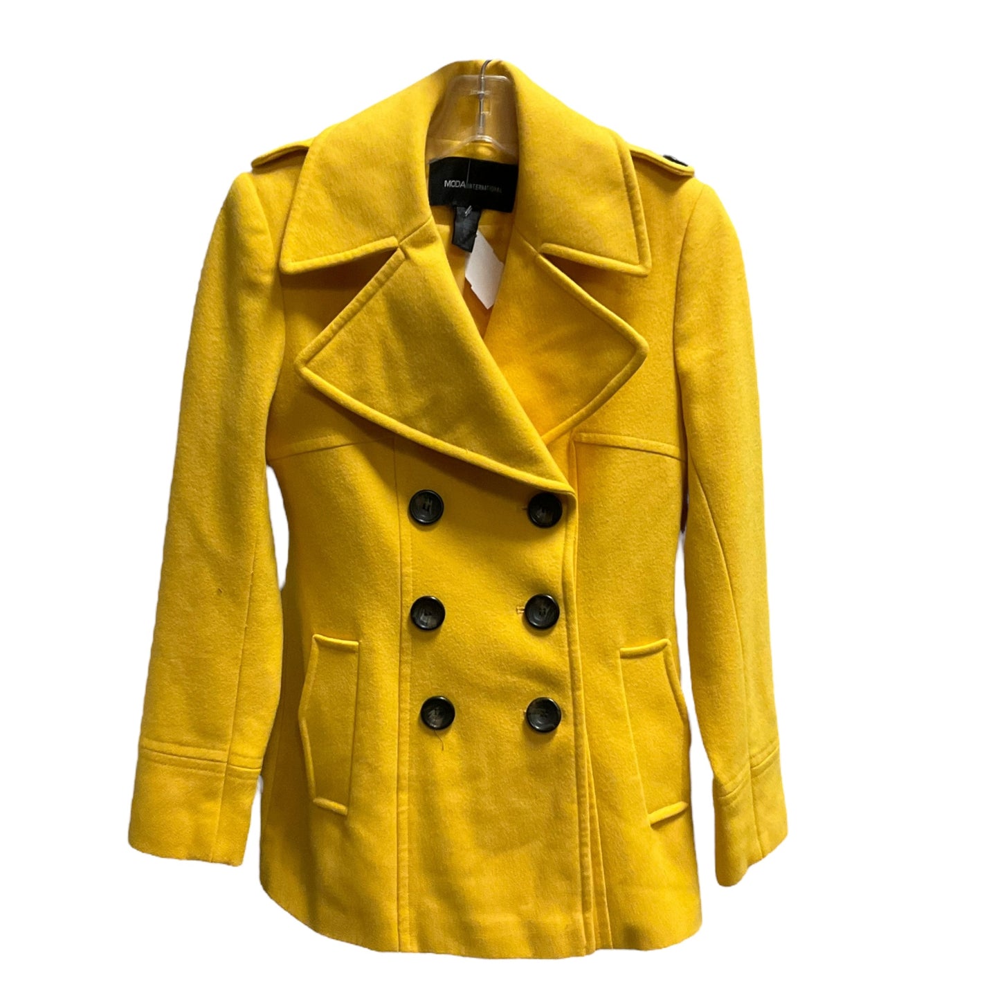 Coat Wool By Moda Intl In Yellow, Size: Xs