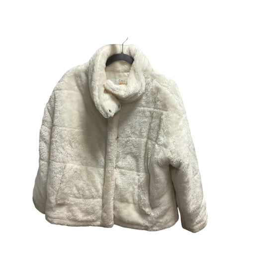 Jacket Faux Fur & Sherpa By Cali 1850 In Cream, Size: M