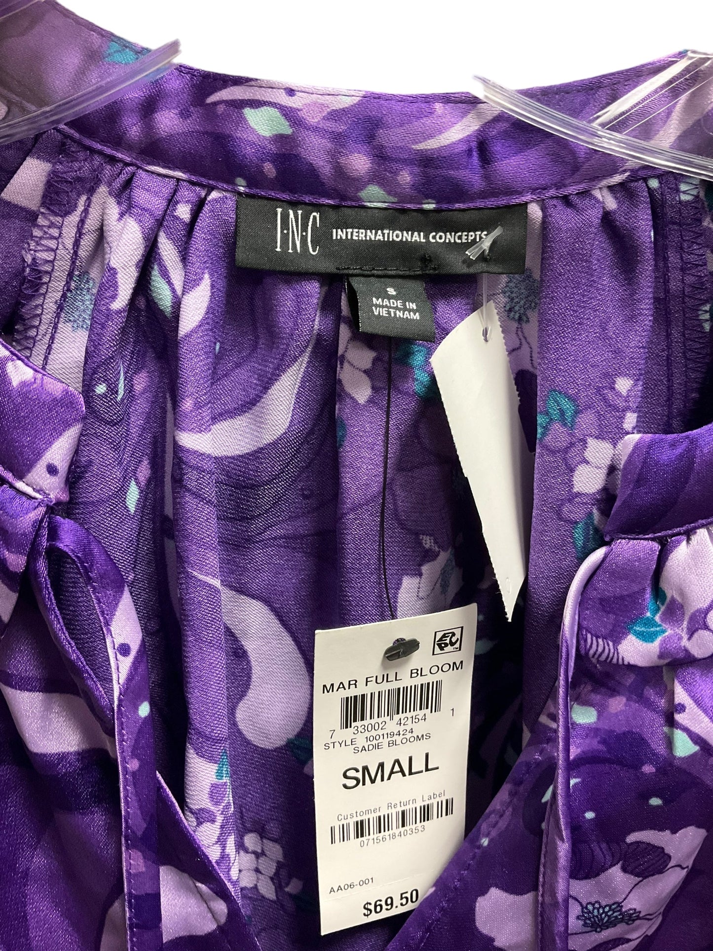 Purple Top Long Sleeve Inc, Size S