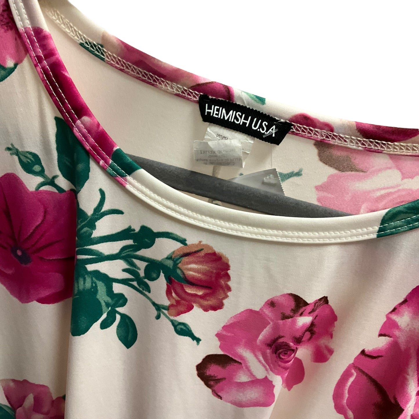 Floral Print Top Short Sleeve Heimish Usa, Size 2x