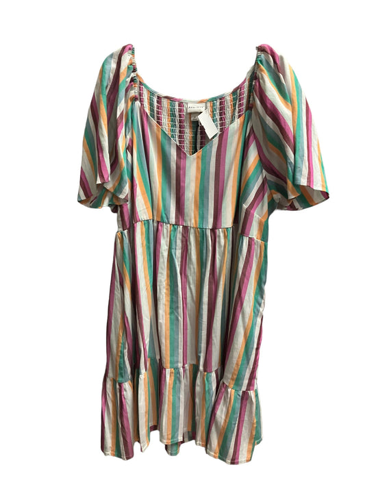 Striped Pattern Dress Casual Short Ava & Viv, Size 3x