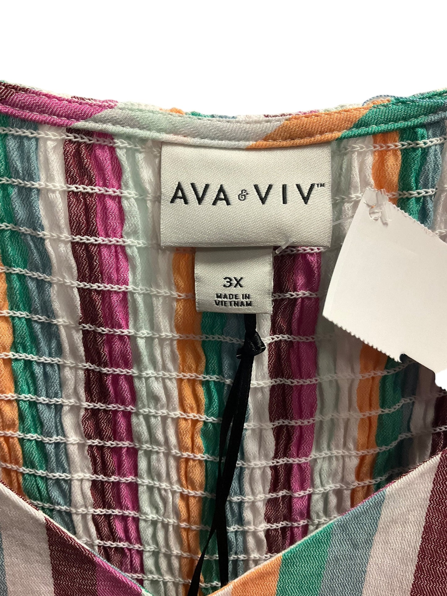 Striped Pattern Dress Casual Short Ava & Viv, Size 3x