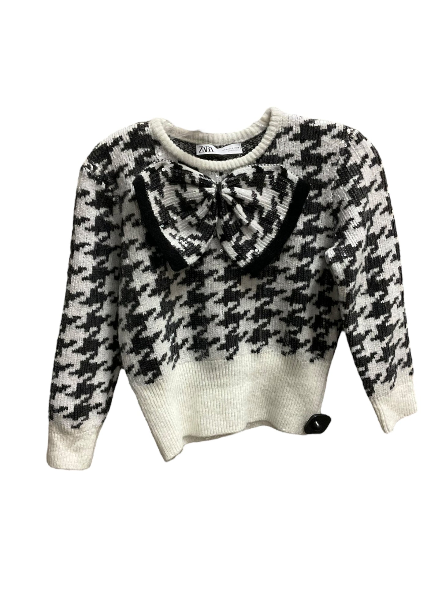 Sweater By Zara In Black & Cream, Size: M