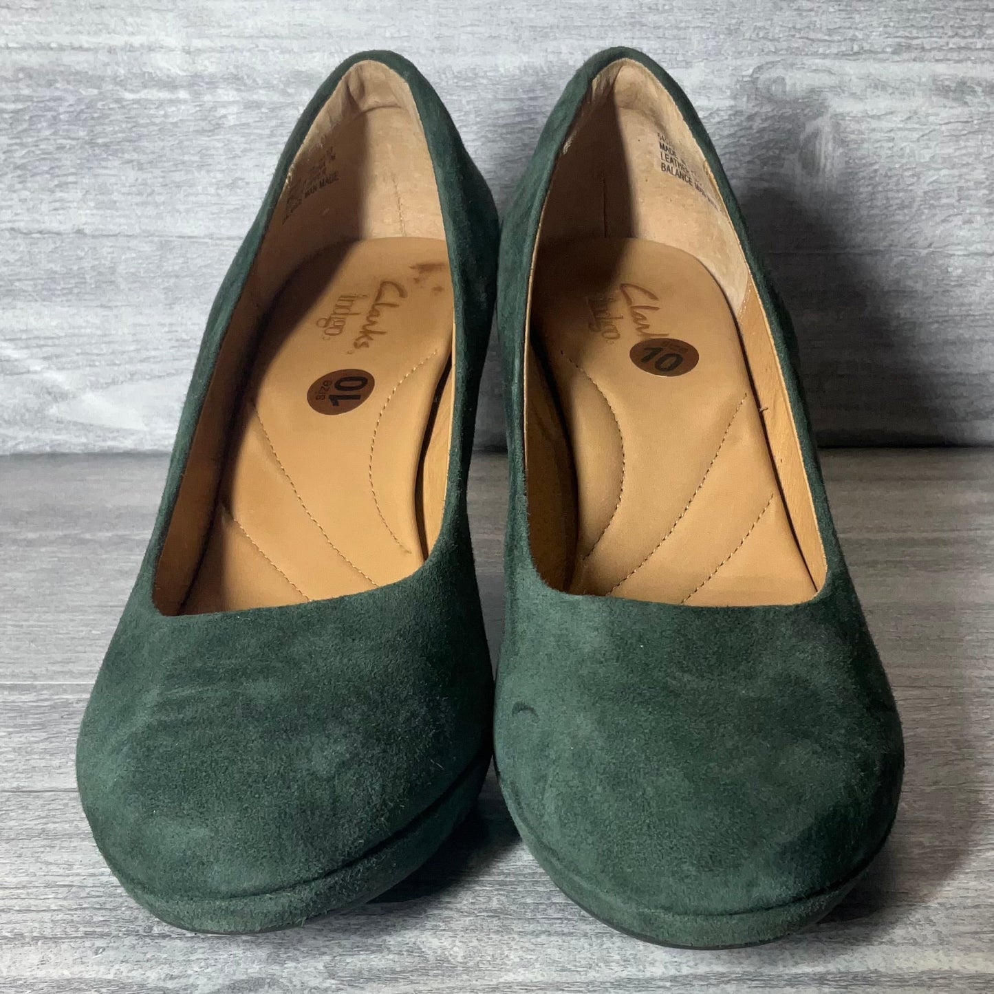 Shoes Heels Block By Clarks In Green, Size: 10