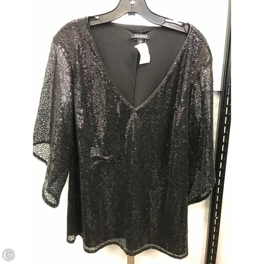 Top Short Sleeve By Roz And Ali In Black, Size: 2x