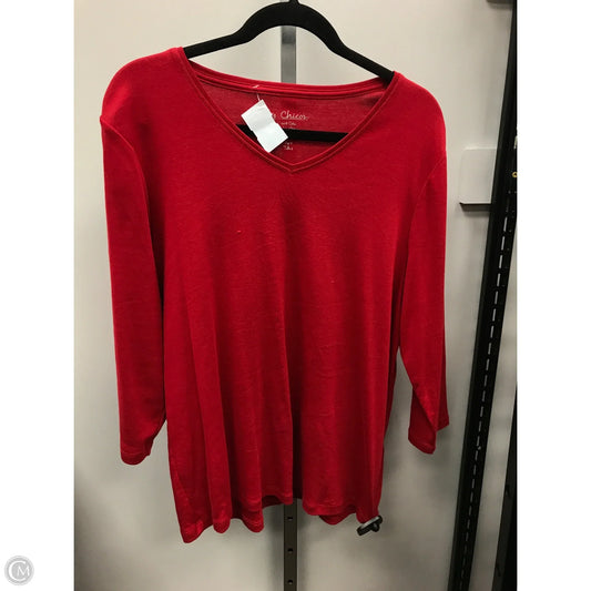Top 3/4 Sleeve Basic By Chicos In Red, Size: Xl