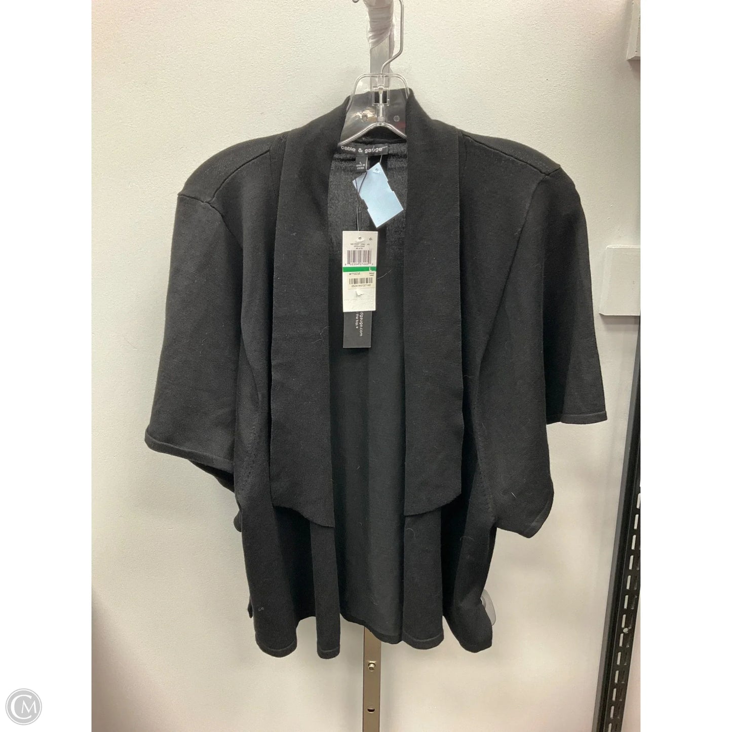 Sweater Short Sleeve By Cable And Gauge In Black, Size: L