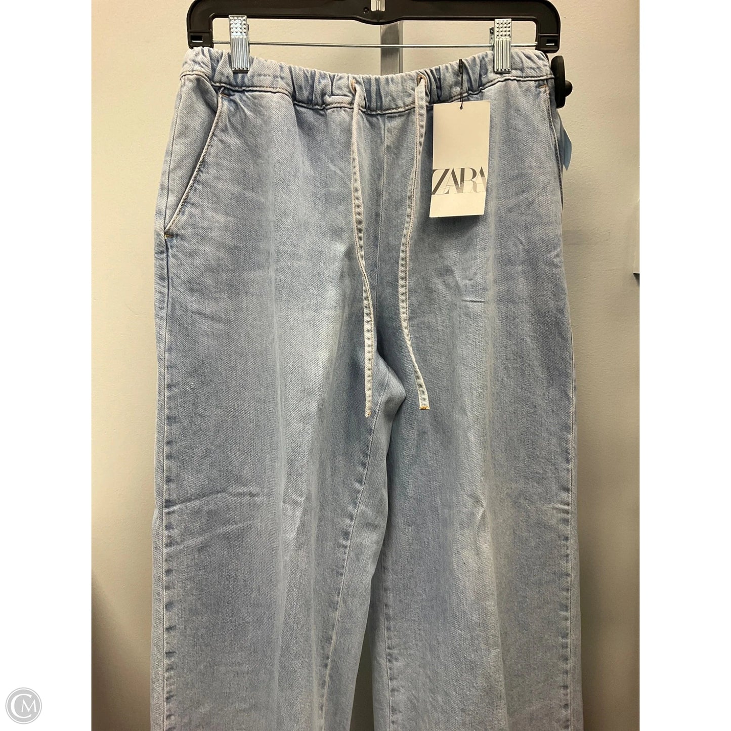 Jeans Wide Leg By Zara In Blue Denim, Size: M