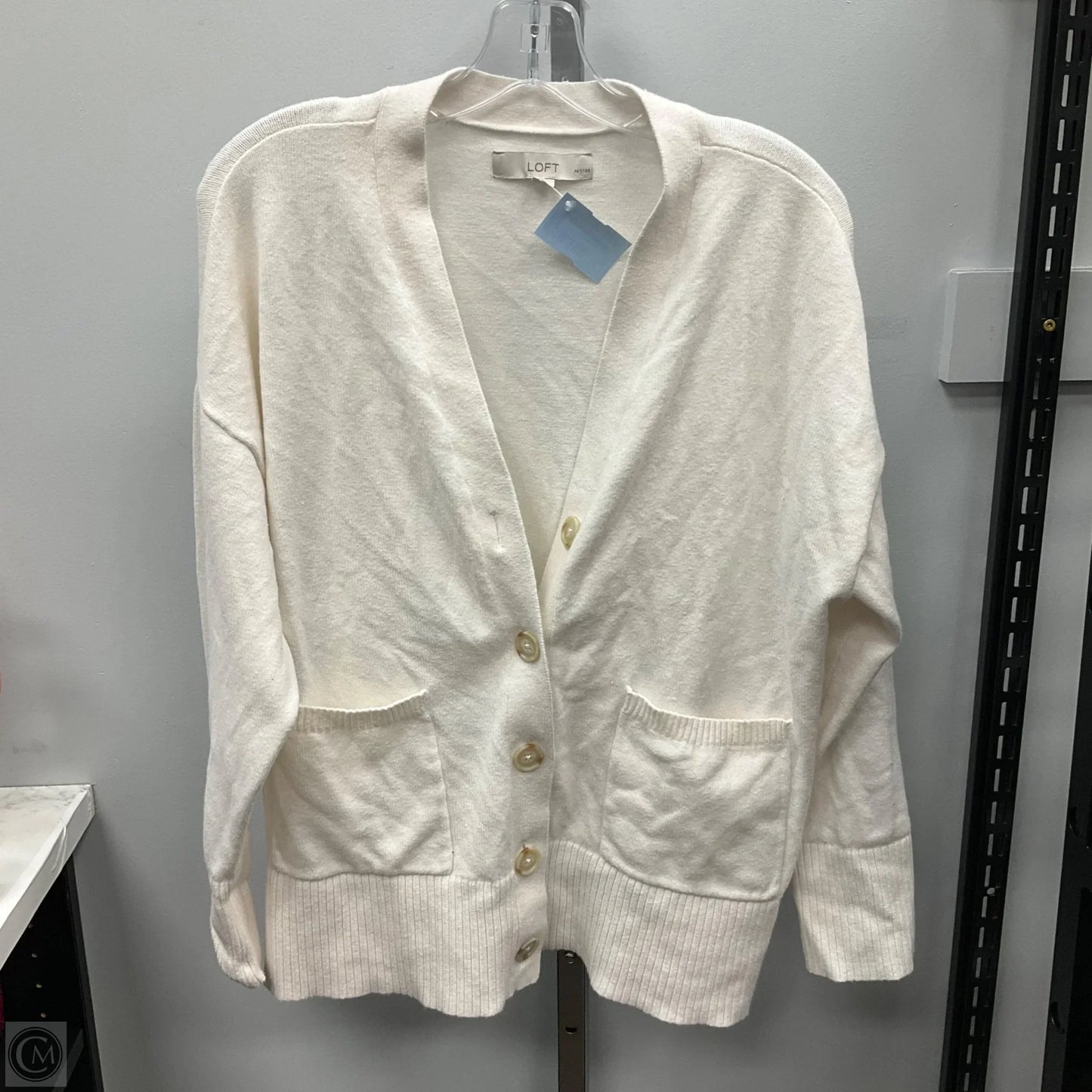 Sweater Cardigan By Loft In Cream, Size: Xlp
