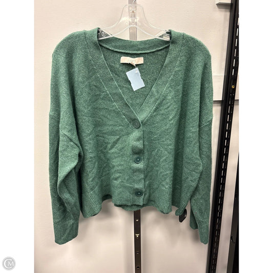 Sweater Cardigan By Loft In Green, Size: Xl