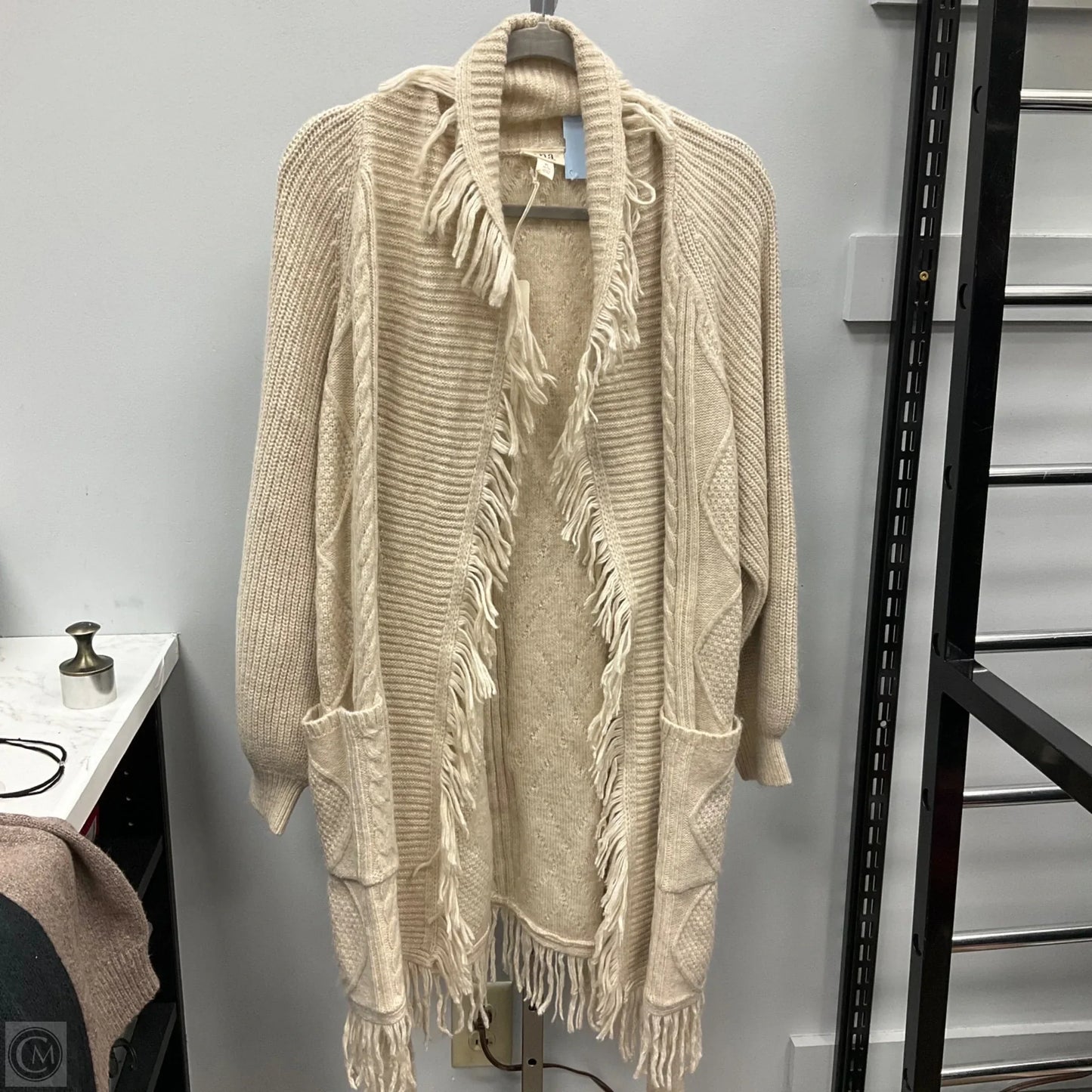 Sweater Cardigan By Ana In Tan, Size: Lp