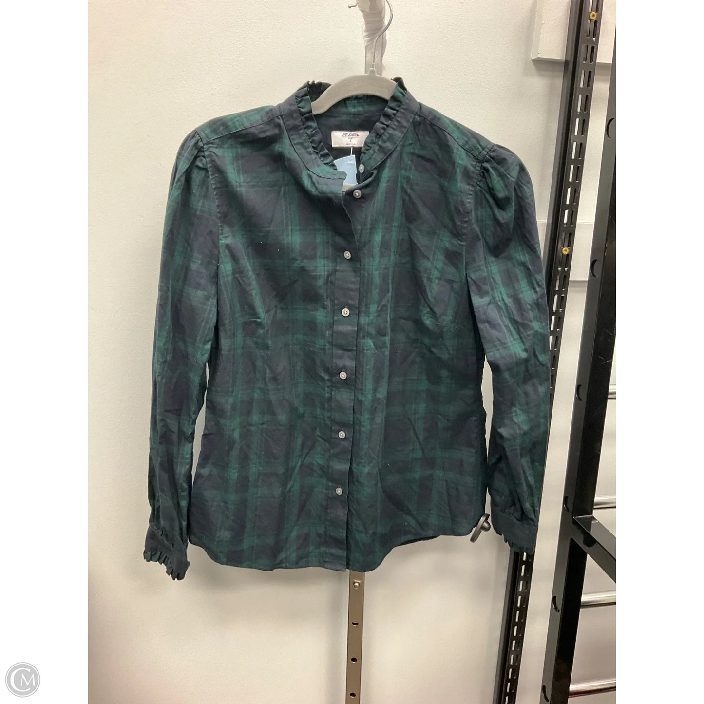 Top Long Sleeve By Cmb In Plaid Pattern, Size: 4