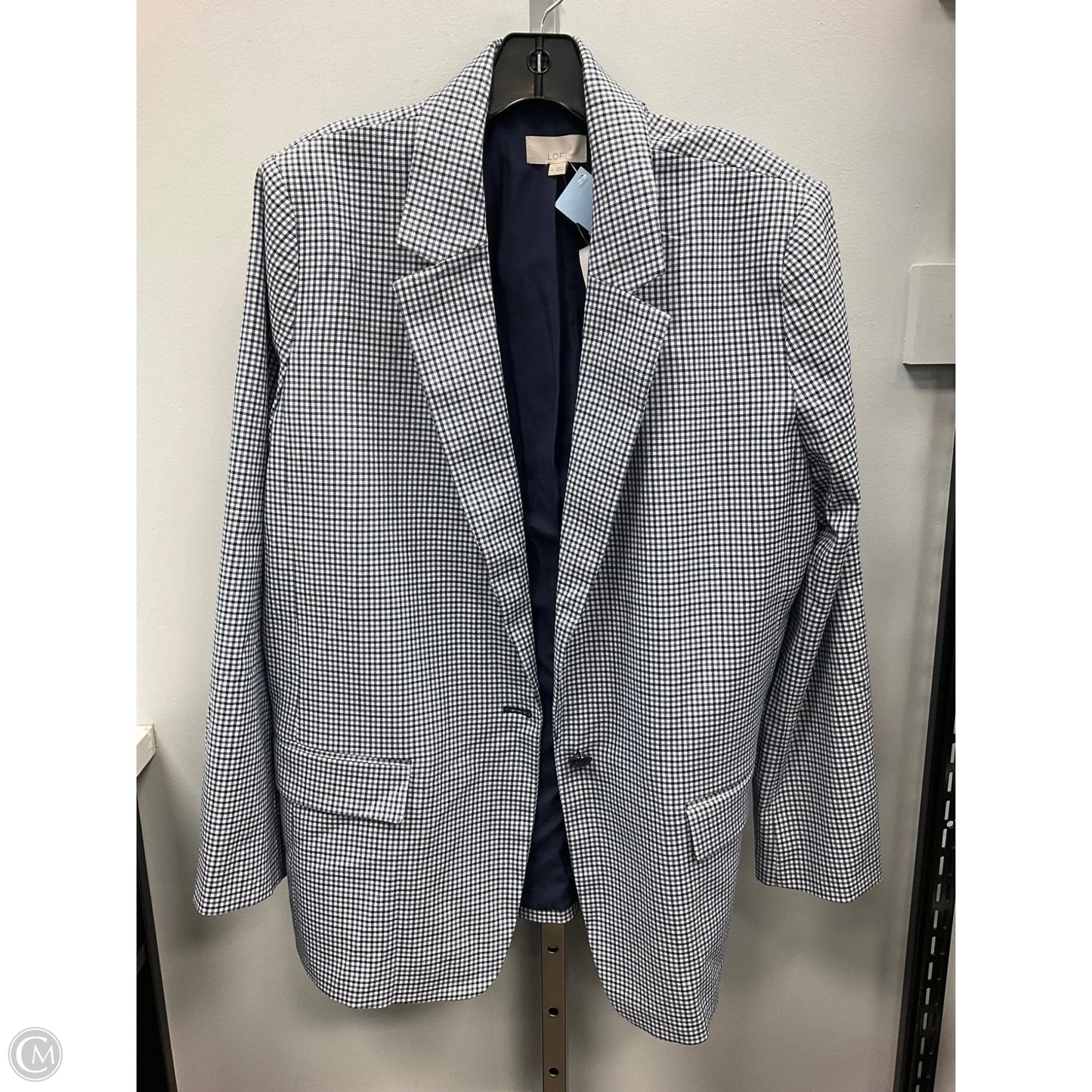 Blazer By Loft In Checkered Pattern, Size: 14