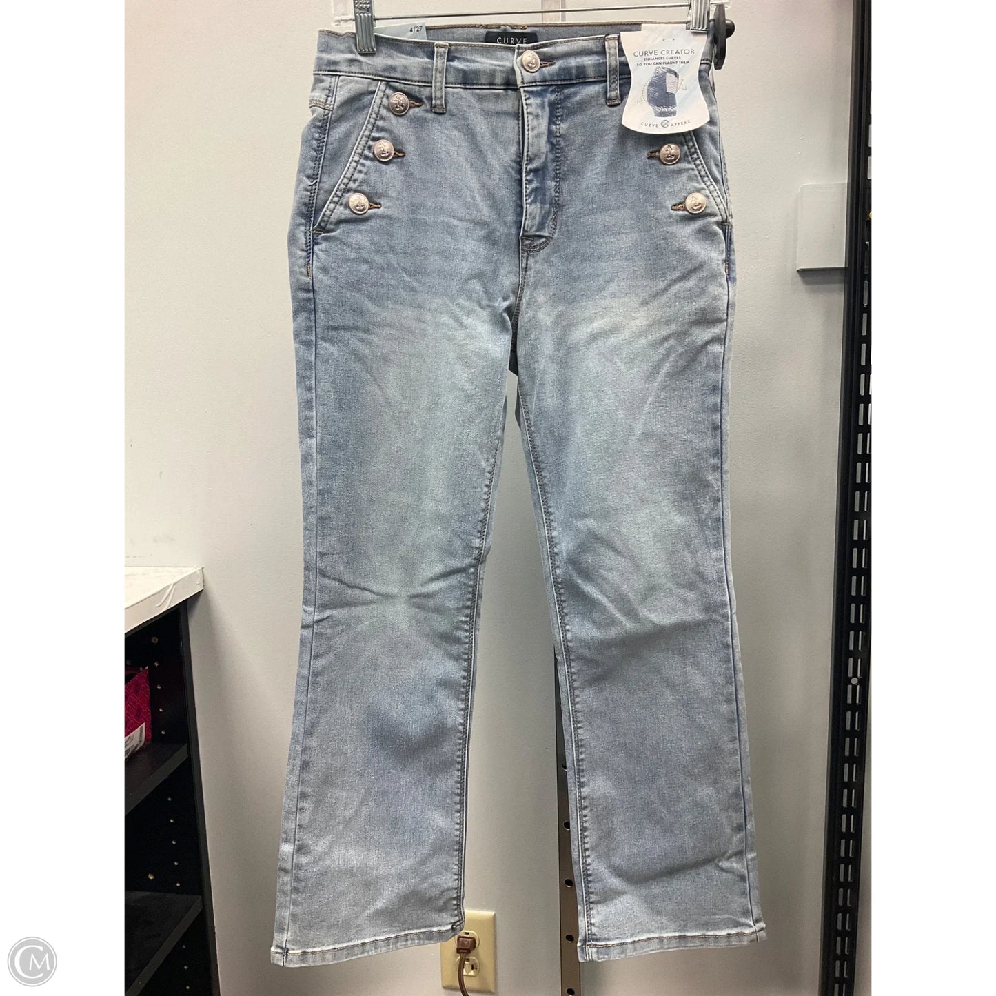 Jeans Wide Leg By Curve Appeal In Blue Denim, Size: 4