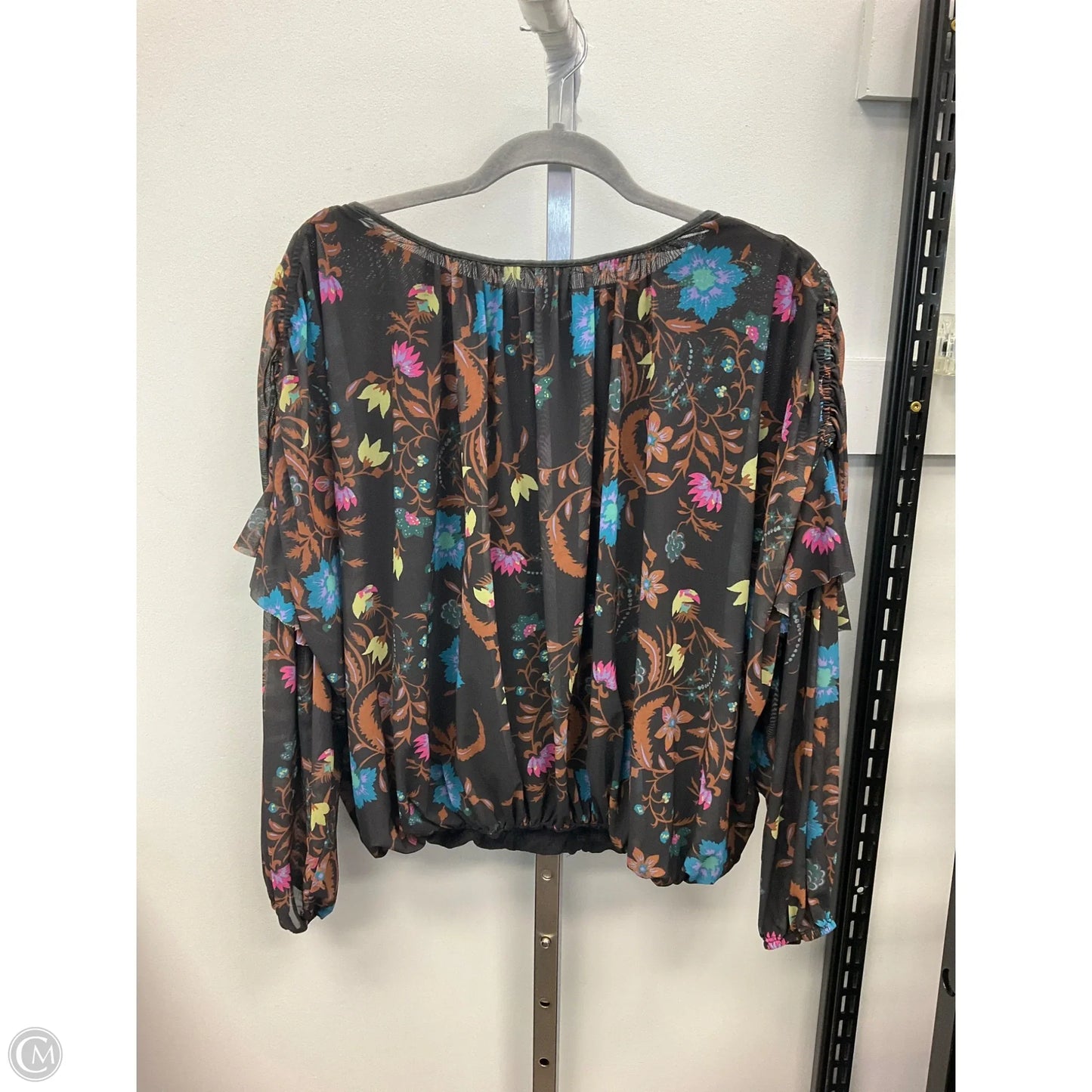 Top Long Sleeve By Free People In Black & Blue, Size: L