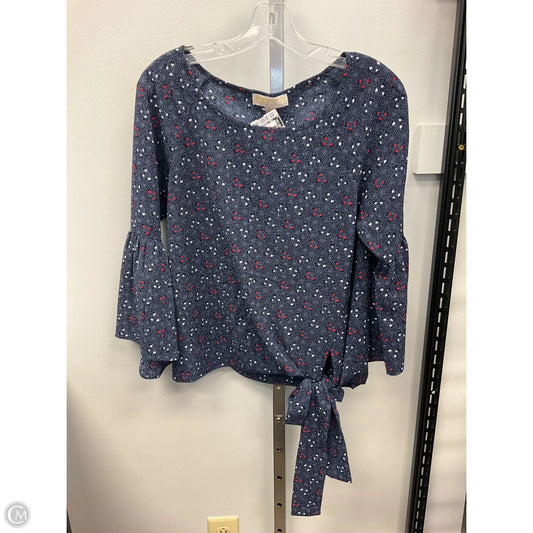 Top 3/4 Sleeve By Michael By Michael Kors In Blue & Red, Size: M