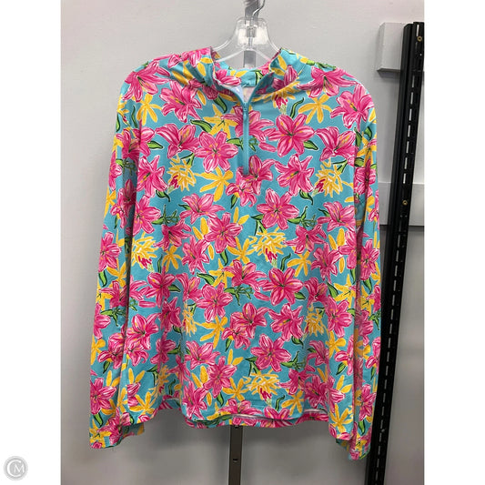 Athletic Top Long Sleeve Collar By Gottex In Floral Print, Size: Xl