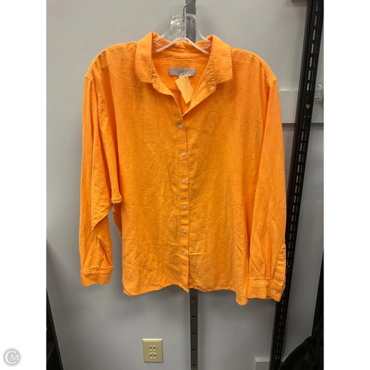 Top Long Sleeve Basic By Loft In Orange, Size: L