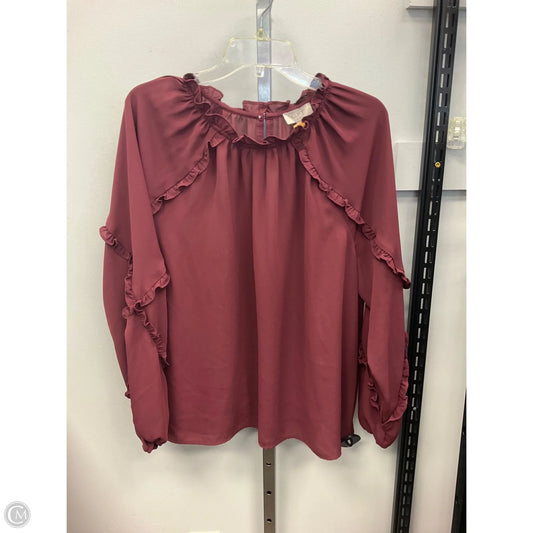 Top Long Sleeve By Loft In Maroon, Size: Xl