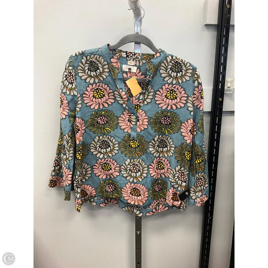 Top 3/4 Sleeve By Loft In Floral Print, Size: S