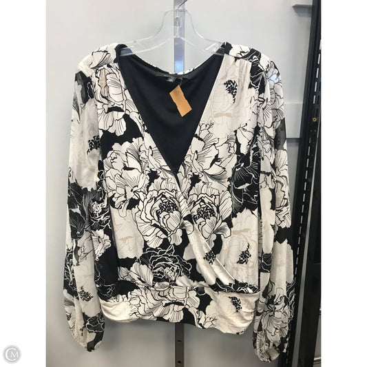 Top Long Sleeve By White House Black Market In Black & White, Size: Xl