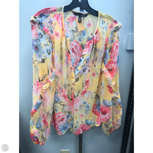 Top Long Sleeve By White House Black Market In Yellow, Size: Xl
