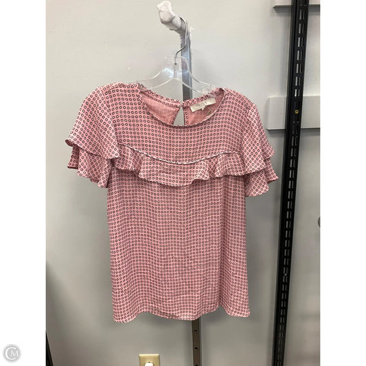 Top Short Sleeve By Loft In Pink & White, Size: Xs